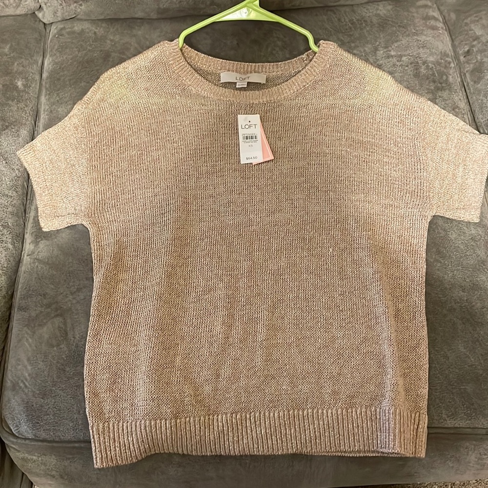 Gold sparkly light pink/cream colored top from Loft.